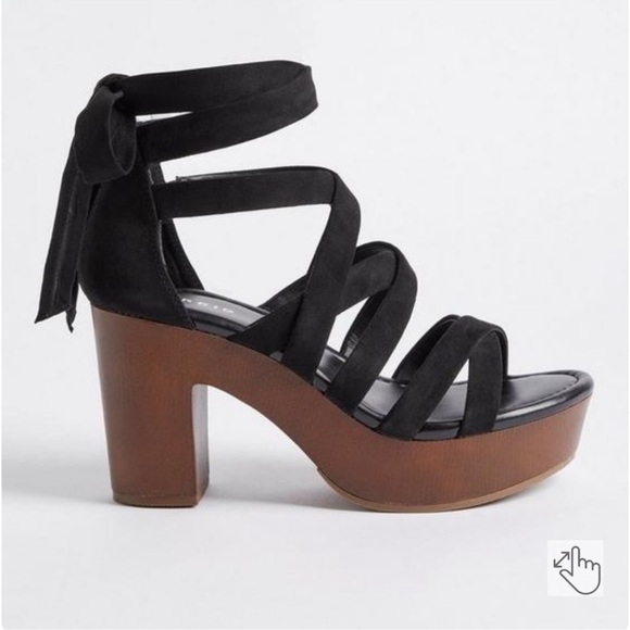 Torrid Black Strappy Ankle Wrap Wooden Heel Chunky Sandals Womens Size 8.5 NWT - Picture 14 of 14